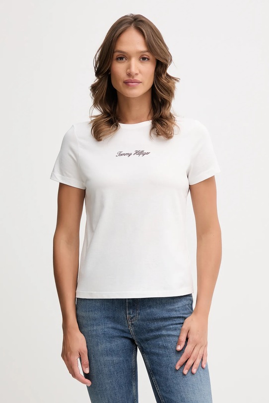 Bavlněné tričko Tommy Hilfiger nášivka bílá WW0WW47460