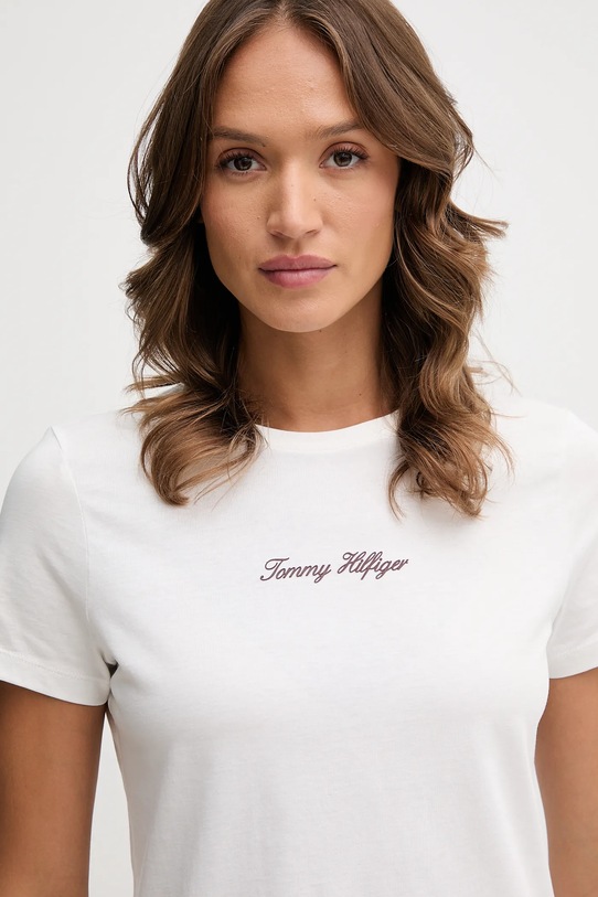 Bavlněné tričko Tommy Hilfiger bílá WW0WW47460
