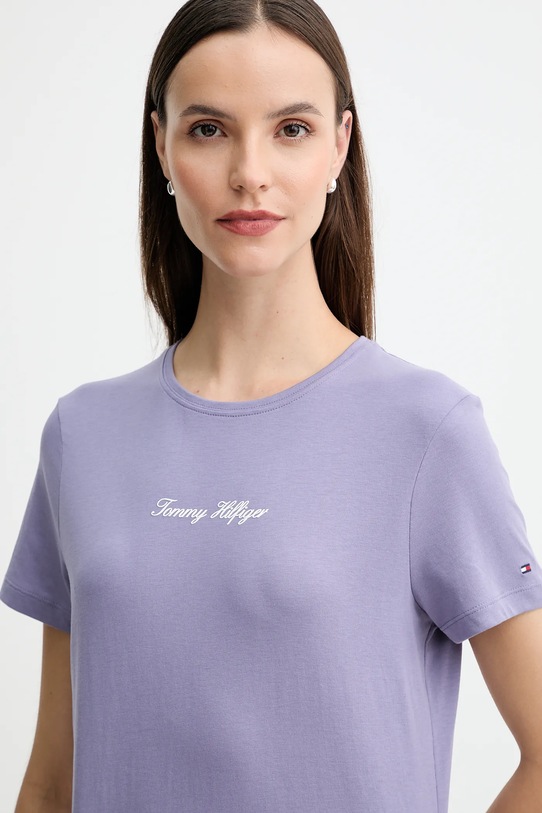 Tommy Hilfiger t-shirt bawełniany fioletowy WW0WW47460