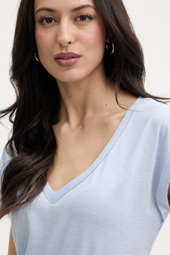 Morgan T-shirt damski z wiskozą niebieski DAYA