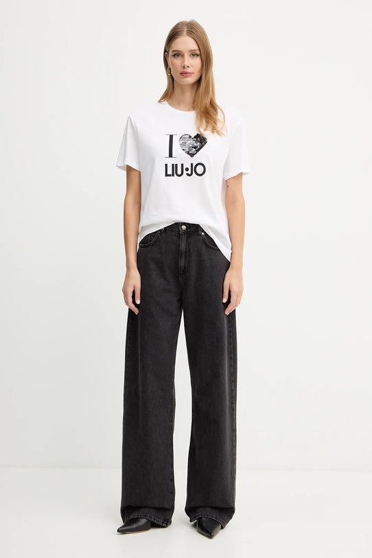 Bavlněné tričko Liu Jo MF5345.JS923 bílá AW25