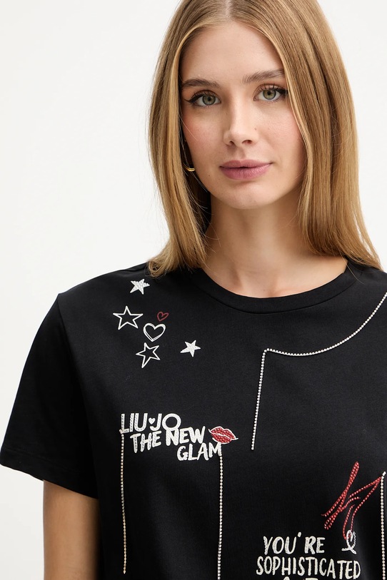 Liu Jo t-shirt bawełniany czarny MF5345.JS923