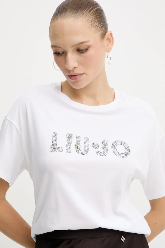 Bavlněné tričko Liu Jo bílá MF5347.JS923