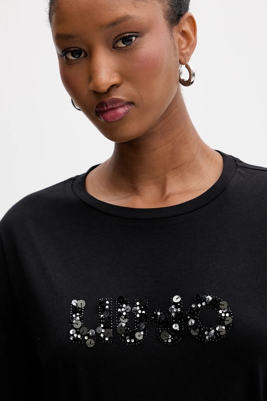 Liu Jo t-shirt bawełniany czarny MF5347.JS923