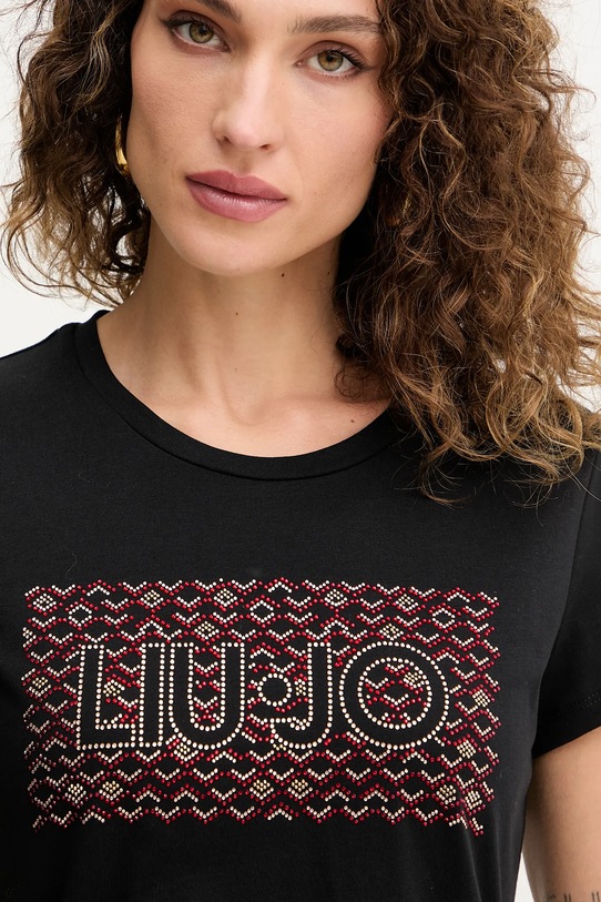 Liu Jo t-shirt bawełniany czarny MF5456.JS923