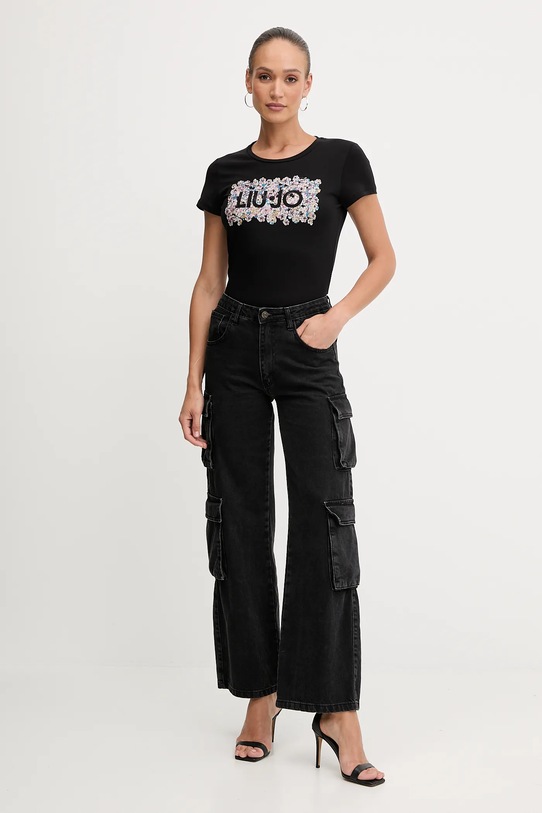 Liu Jo t-shirt bawełniany MF5456.JS923 czarny AW25