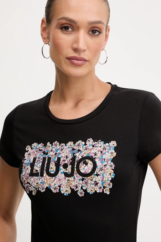 Liu Jo t-shirt bawełniany czarny MF5456.JS923