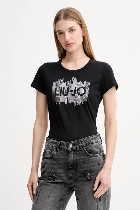Liu Jo t-shirt bawełniany regular czarny MF5456.JS923