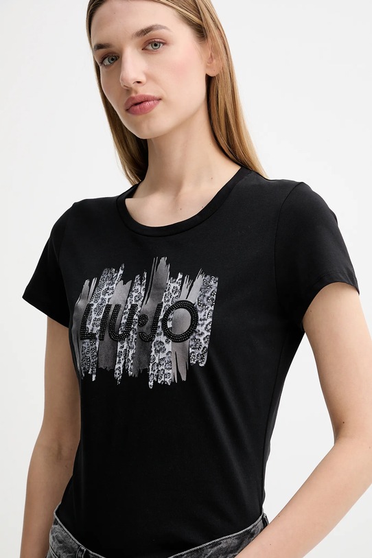 Liu Jo t-shirt bawełniany czarny MF5456.JS923