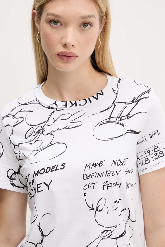 Bavlnené tričko Desigual MICKEY SKETCH biela 25WWTK03