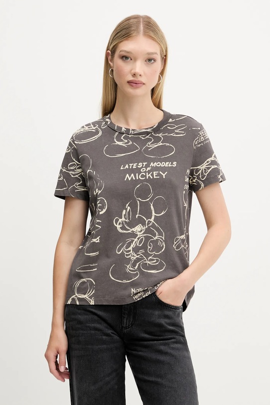 Desigual t-shirt bawełniany MICKEY SKETCH wzorzyste szary 25WWTK03