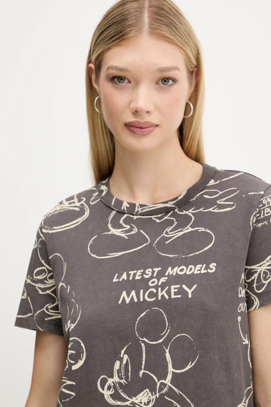 Desigual t-shirt bawełniany MICKEY SKETCH szary 25WWTK03