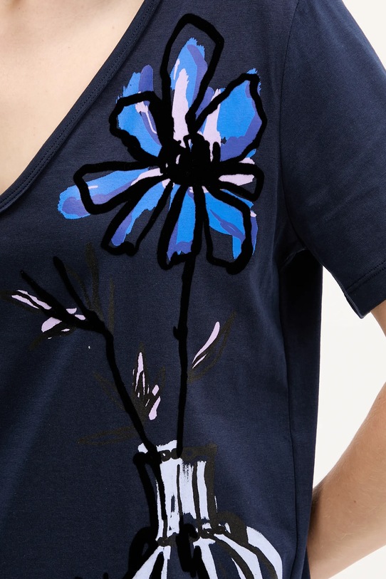 Desigual t-shirt bawełniany DUMAS 25WWTK28 granatowy