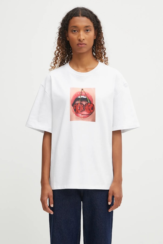 Bavlnené tričko Fiorucci Cherry Mouth Print Boxy Fit relaxed biela W02FPTSH103CJ01WH03
