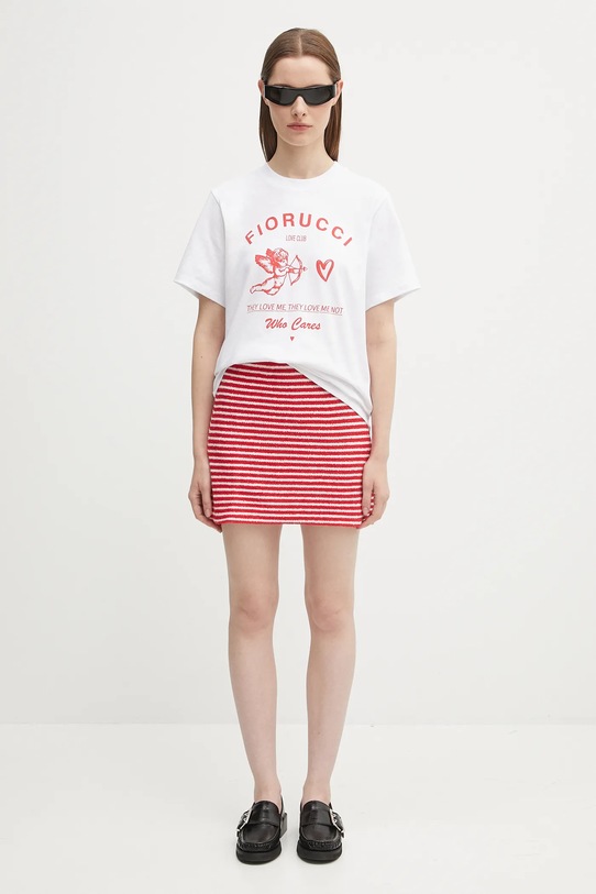 Fiorucci tricou din bumbac Cupid Love Club Print Regular Fit W02FPTSH428CJ01WH01 alb