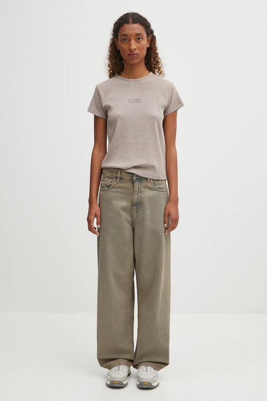 MM6 Maison Margiela t-shirt z domieszką wełny beżowy S52GC0357.M20122.809