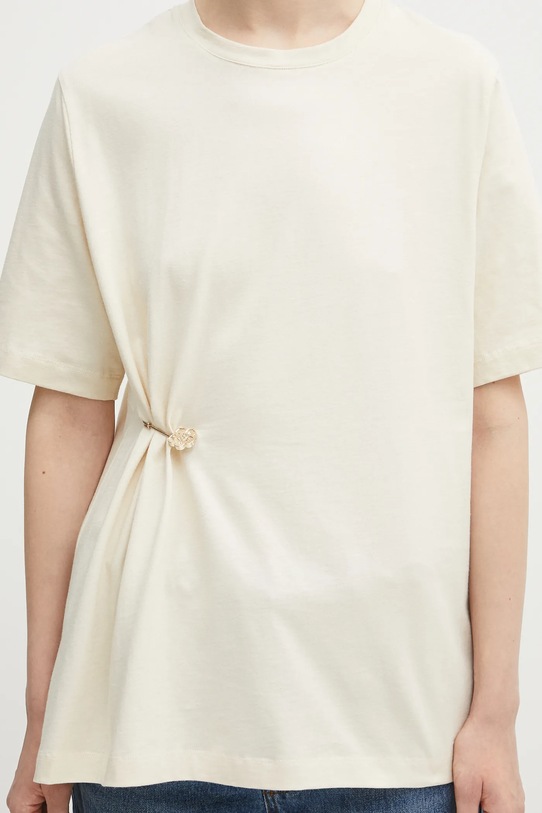Kenzo t-shirt bawełniany Gots Drap Detail Loose beżowy FF62TS3514SG