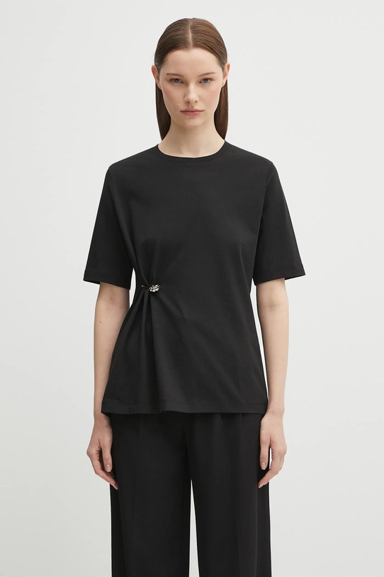 Kenzo t-shirt bawełniany Gots Drap Detail Loose gładkie czarny FF62TS3514SG
