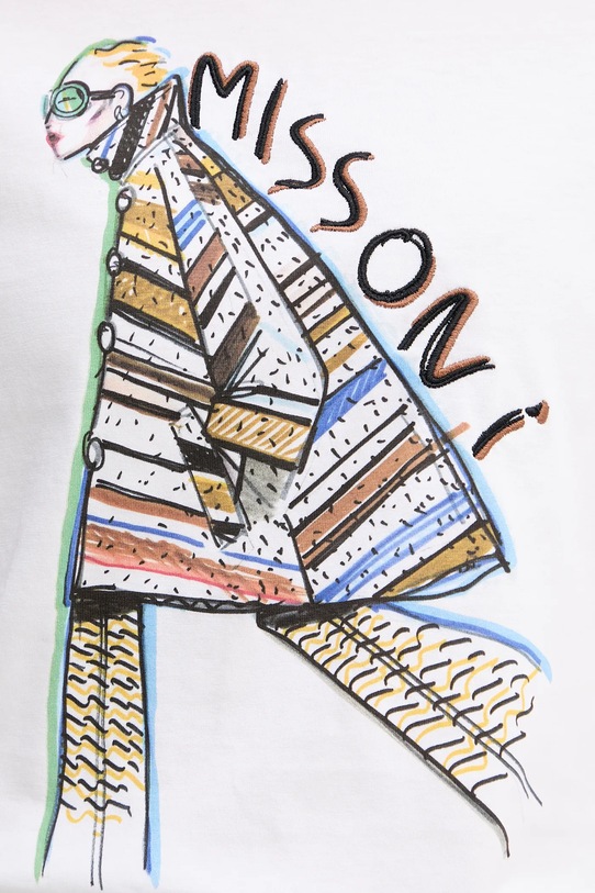 Missoni t-shirt bawełniany DS25WL03.BJ00PB biały