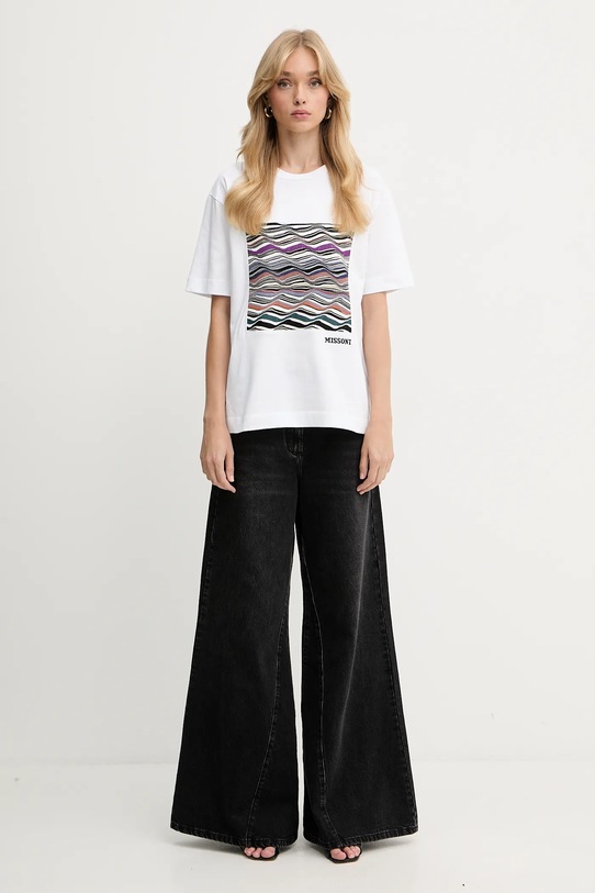Missoni t-shirt bawełniany DS25WL06.BJ00PJ biały AW25