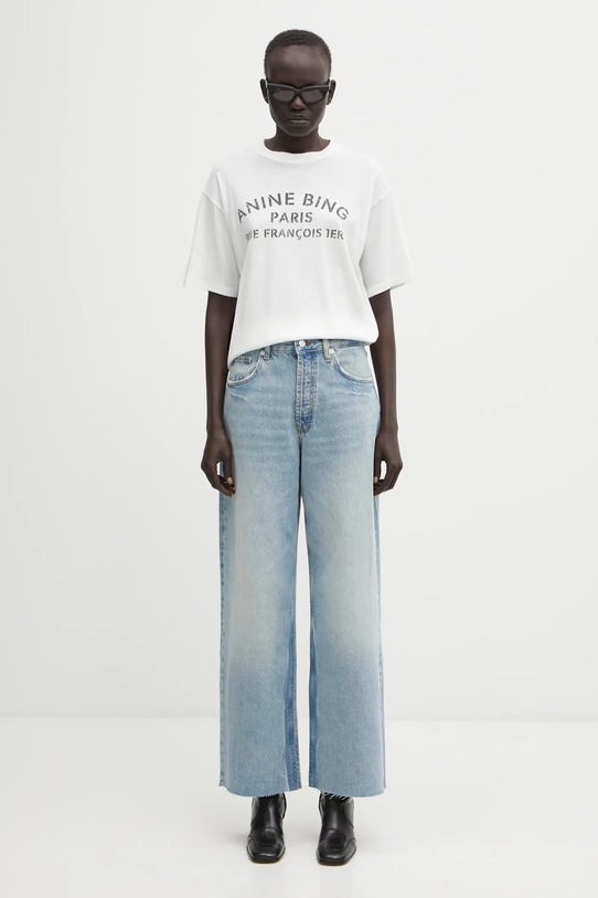 Anine Bing t-shirt bawełniany cohen A.08.11518 biały