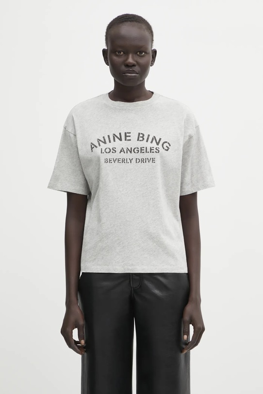 Anine Bing t-shirt bawełniany cohen nadruk szary A.08.11519