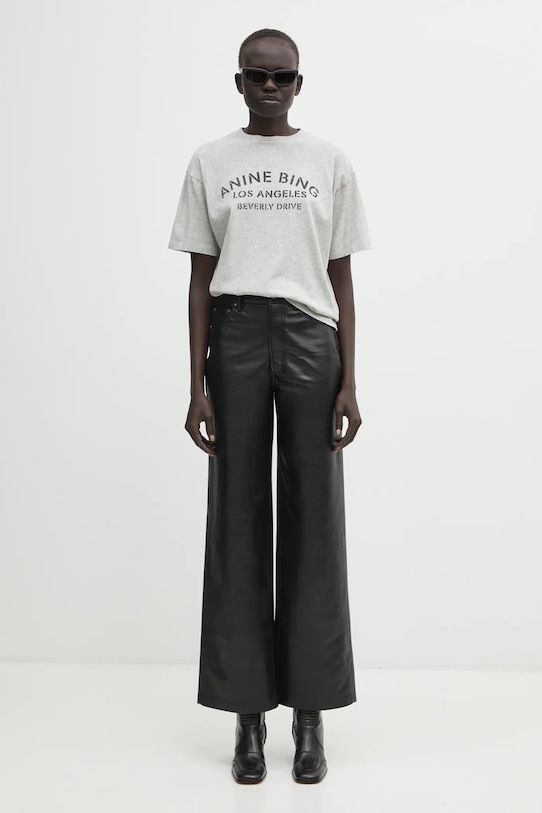 Anine Bing t-shirt bawełniany cohen A.08.11519 szary