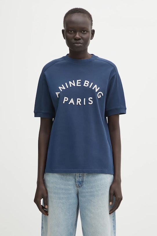 Anine Bing t-shirt bawełniany jaylin bawełna granatowy A.08.11527