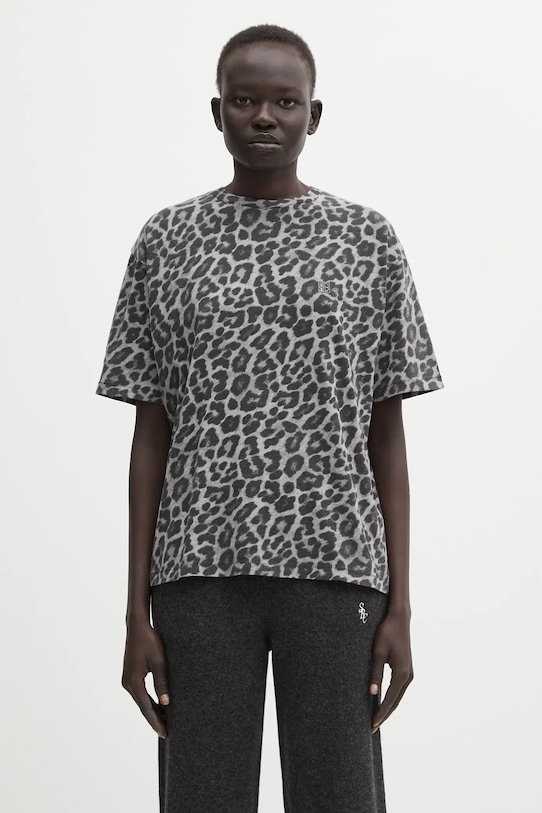 Anine Bing t-shirt bawełniany cohen bawełna szary A.08.11702