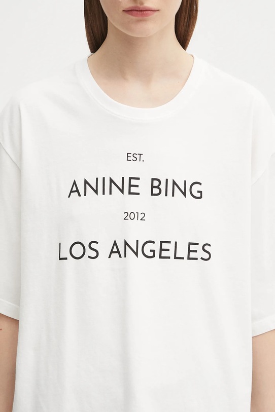 Anine Bing t-shirt bawełniany rudy biały A.08.11037