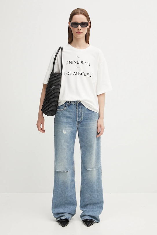 Бавовняна футболка Anine Bing rudy A.08.11037 білий