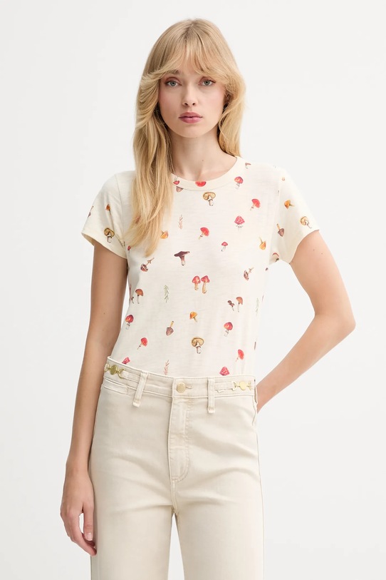 Rag & Bone t-shirt bawełniany wzorzyste beżowy RE6E25FT3SW