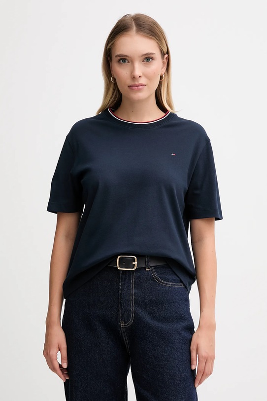 Tričko Tommy Hilfiger hladký námořnická modř WW0WW47310
