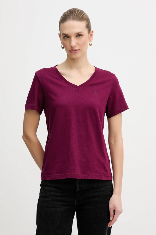 Calvin Klein Jeans t-shirt bawełniany bawełna fioletowy LV047B205G
