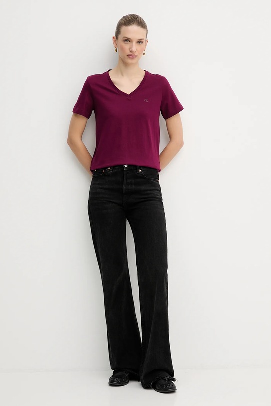 Calvin Klein Jeans t-shirt bawełniany LV047B205G fioletowy AW25