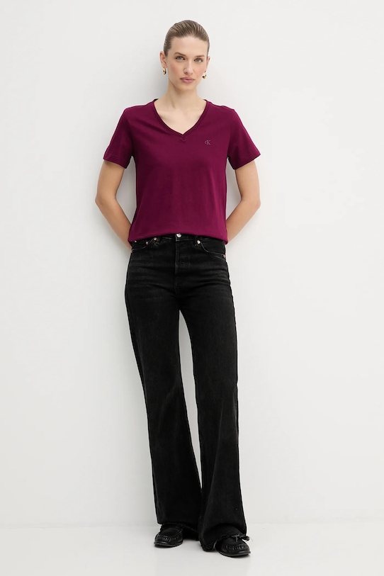 Calvin Klein Jeans t-shirt bawełniany LV047B205G fioletowy AW25