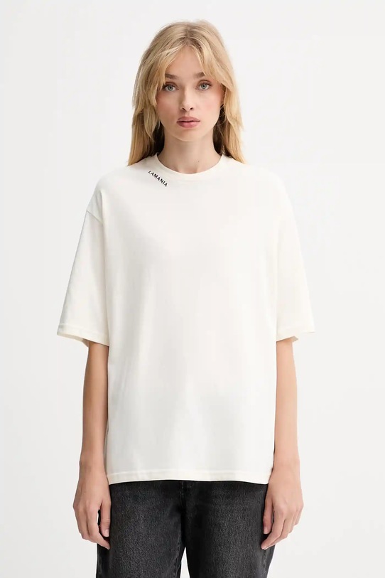 La Mania tricou din bumbac uni bej ADELL