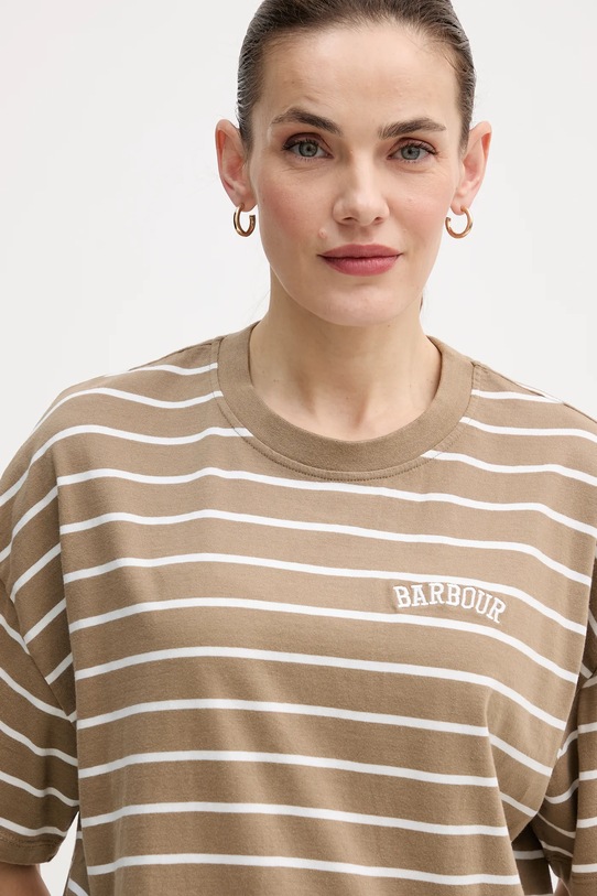 Barbour t-shirt bawełniany FAYE beżowy LML0900