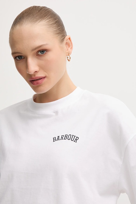 Barbour t-shirt bawełniany CLAYDON biały LTS0687