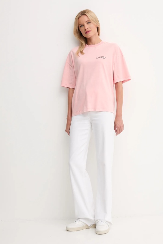 Barbour t-shirt bawełniany CLAYDON LTS0687 różowy AW25