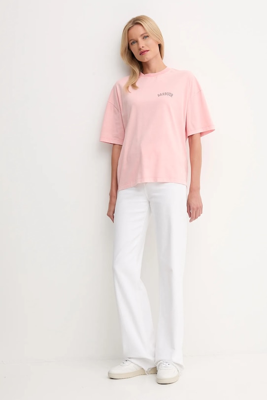 Barbour t-shirt bawełniany CLAYDON LTS0687 różowy AW25