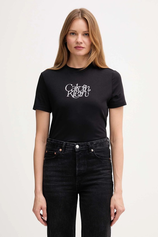 Calvin Klein Jeans tricou din bumbac print negru LV047D210G