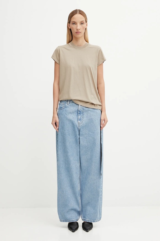 Rick Owens DRKSHDW t-shirt bawełniany Small Level T DS02E7208.RN beżowy