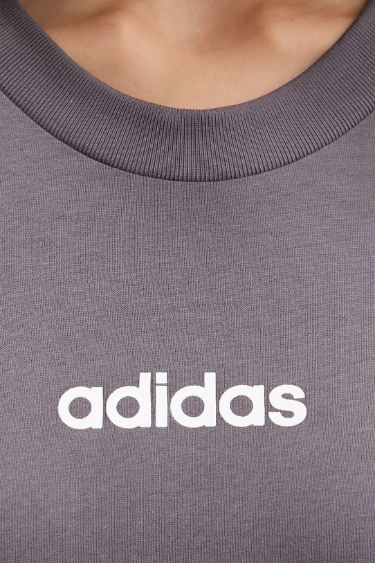 Хлопковая футболка adidas Essentials Linear JC8236 серый
