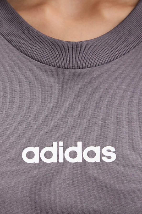 Хлопковая футболка adidas Essentials Linear JC8236 серый