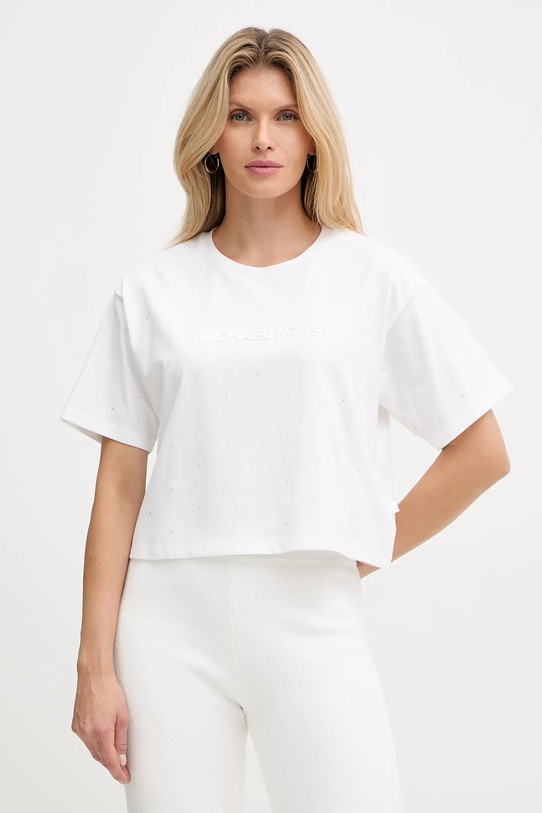 MICHAEL Michael Kors t-shirt bawełniany aplikacja biały MF551TR2ZU