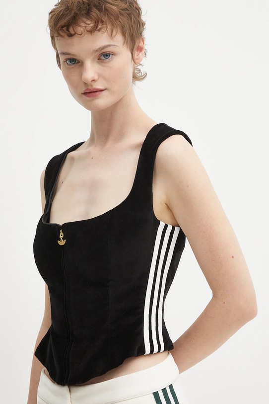 adidas Originals top welurowy Velvet czarny KF4693