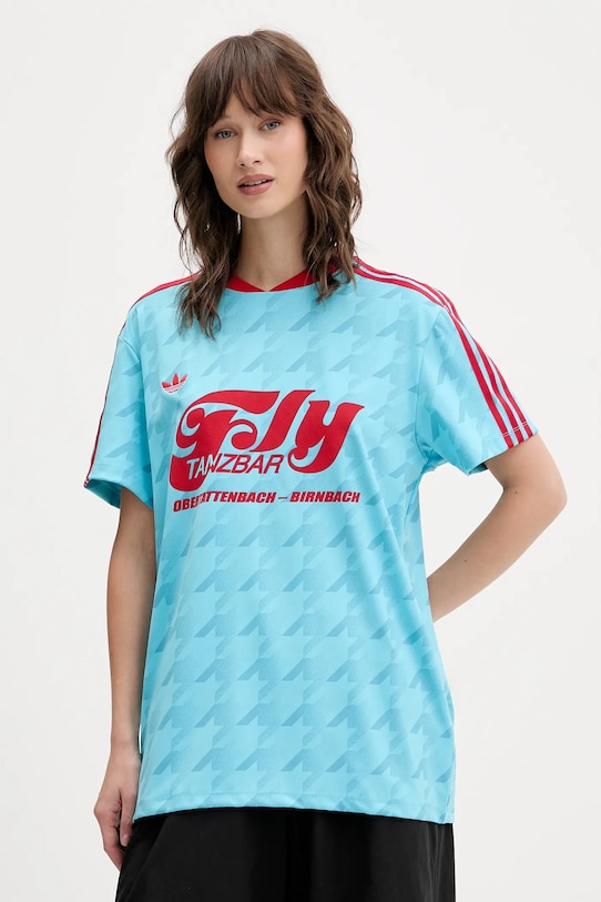 adidas Originals t-shirt Footie Jersey wzorzyste niebieski JW2771