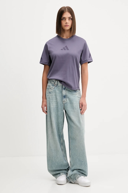 adidas t-shirt bawełniany adidas x Z.N.E JW7755 fioletowy AW25