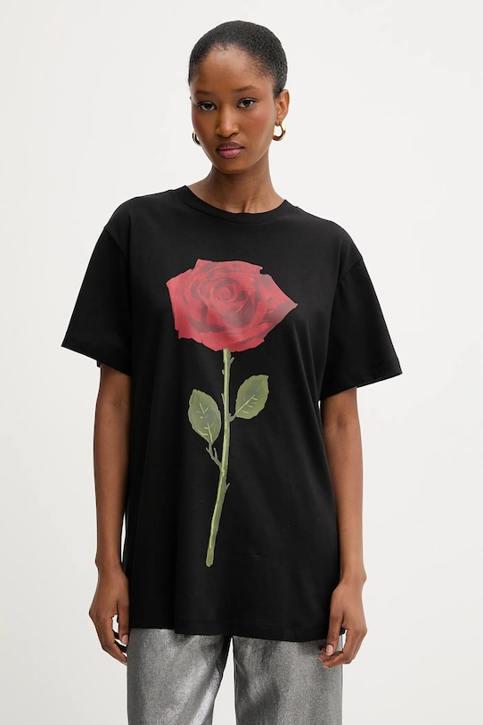 Памучна тениска Farm Rio флорален черен 346292